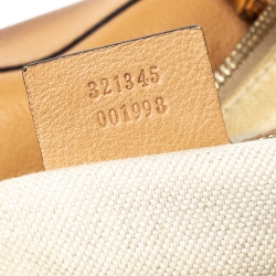 Pre Owned Gucci Light Brown Leather Bamboo Handle Shopper Tote