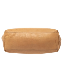 Pre Owned Gucci Light Brown Leather Bamboo Handle Shopper Tote