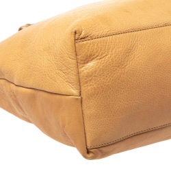 Pre Owned Gucci Light Brown Leather Bamboo Handle Shopper Tote