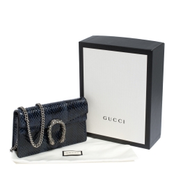 Pre Owned Gucci Blue Python Super Mini Dionysus Crossbody Bag