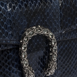Pre Owned Gucci Blue Python Super Mini Dionysus Crossbody Bag
