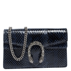 Pre Owned Gucci Blue Python Super Mini Dionysus Crossbody Bag