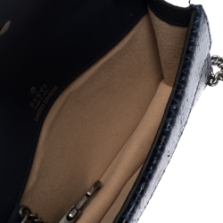 Pre Owned Gucci Blue Python Super Mini Dionysus Crossbody Bag