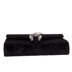 Pre Owned محفظة بسلسلة غوتشي ديونيسوس ميني قطيفة GG سوداء