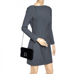 Pre Owned محفظة بسلسلة غوتشي ديونيسوس ميني قطيفة GG سوداء