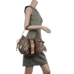 Pre Owned Gucci Beige GG Crystal 'Gucci By Gucci' Medium Hobo