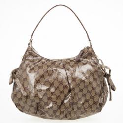Pre Owned Gucci Beige GG Crystal 'Gucci By Gucci' Medium Hobo