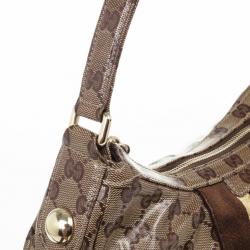 Pre Owned Gucci Beige GG Crystal 'Gucci By Gucci' Medium Hobo