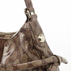 Pre Owned Gucci Beige GG Crystal 'Gucci By Gucci' Medium Hobo