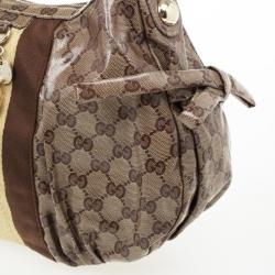 Pre Owned Gucci Beige GG Crystal 'Gucci By Gucci' Medium Hobo