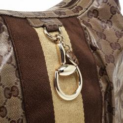 Pre Owned Gucci Beige GG Crystal 'Gucci By Gucci' Medium Hobo
