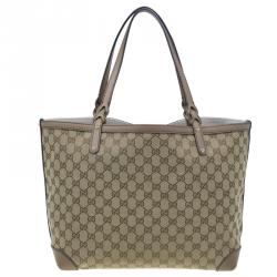 Pre Owned Gucci Beige Canvas Large Craft Original GG Tote with Pouch