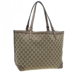 Pre Owned Gucci Beige Canvas Large Craft Original GG Tote with Pouch