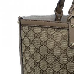 Pre Owned Gucci Beige Canvas Large Craft Original GG Tote with Pouch