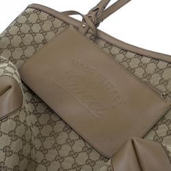 Pre Owned Gucci Beige Canvas Large Craft Original GG Tote with Pouch