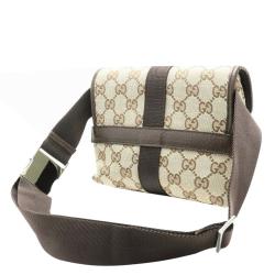 Pre Owned Gucci Beige/Brown GG Canvas Leather Belt Bag