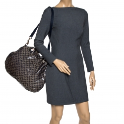 مملوكة مسبقًا Gucci Navy Blue/Beige GG Crystal Canvas Large Hysteria Hobo