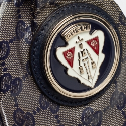مملوكة مسبقًا Gucci Navy Blue/Beige GG Crystal Canvas Large Hysteria Hobo