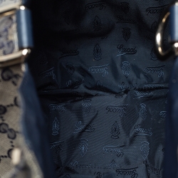 ممل وكة مسبقًا Gucci Navy Blue/Beige GG Crystal Canvas Large Hysteria Hobo