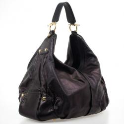 Pre Owned Gucci Black Sukey Leather Hobo