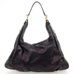 Pre Owned Gucci Black Sukey Leather Hobo