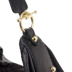 Pre Owned Gucci Black Sukey Leather Hobo