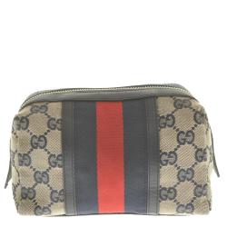 مملوكة مسبقًا Gucci Beige/Brown GG Canvas Vintage Pouch