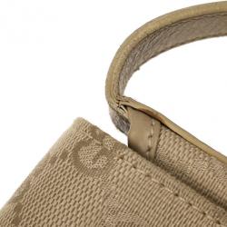 Pre Owned Gucci Beige Canvas 'Jackie-O' Flap Small Shoulder Handbag