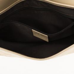Pre Owned Gucci Beige Canvas 'Jackie-O' Flap Small Shoulder Handbag