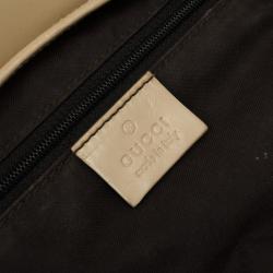 Pre Owned Gucci Beige Canvas 'Jackie-O' Flap Small Shoulder Handbag