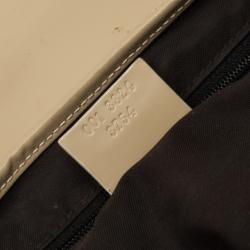 Pre Owned Gucci Beige Canvas 'Jackie-O' Flap Small Shoulder Handbag