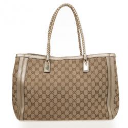 Pre Owned Gucci Beige/Ebony Bella Original Canvas GG Tote 