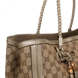Pre Owned Gucci Beige/Ebony Bella Original Canvas GG Tote 