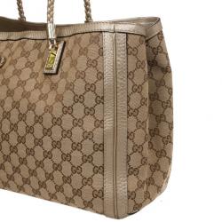 Pre Owned Gucci Beige/Ebony Bella Original Canvas GG Tote 