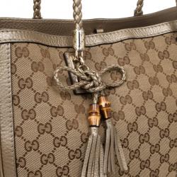 Pre Owned Gucci Beige/Ebony Bella Original Canvas GG Tote 