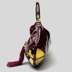 Pre Owned Gucci Burgundy Patent Leather Indy Hobo
