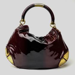 Pre Owned Gucci Burgundy Patent Leather Indy Hobo