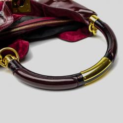 Pre Owned Gucci Burgundy Patent Leather Indy Hobo