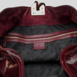 Pre Owned Gucci Burgundy Patent Leather Indy Hobo
