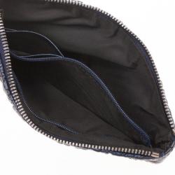 Pre Owned Gucci Navy Pleated Leather Clutch Bag