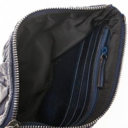 Pre Owned Gucci Navy Pleated Leather Clutch Bag