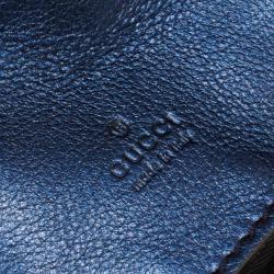 Pre Owned Gucci Navy Pleated Leather Clutch Bag
