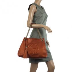 Pre Owned Gucci Soho Metallic Leather Shoulder Bag 