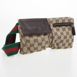 Pre Owned Gucci Brown Monogram Belt Bag