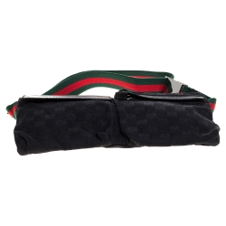 مملوكة مسبقًا Gucci Black GG Canvas and Leather Web Waist Belt Bag