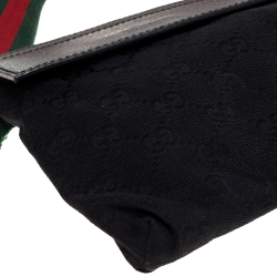 مملوكة مسبقًا Gucci Black GG Canvas and Leather Web Waist Belt Bag