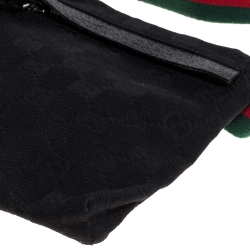 مملوكة مسبقًا Gucci Black GG Canvas and Leather Web Waist Belt Bag