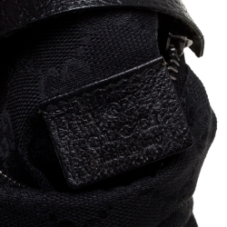 مملوكة مسبقًا Gucci Black GG Canvas and Leather Web Waist Belt Bag