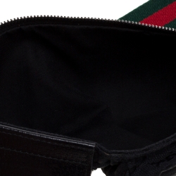 مملوكة مسبقًا Gucci Black GG Canvas and Leather Web Waist Belt Bag