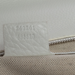 Pre Owned Gucci White Leather Large New Bamboo Tassel Top Handle Bag